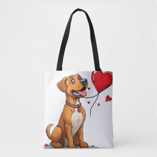 Schattige Valentijnsdag hond Tote Bag (Voorkant)