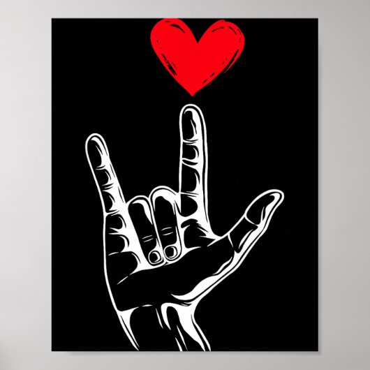 Schattige Valentijnsdag Ik Hou van Jou Hand Gebare Poster (Voorkant)