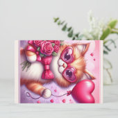 Schattige Valentijnsdag kat/kitten Feestdagenkaart (Staand voorkant)