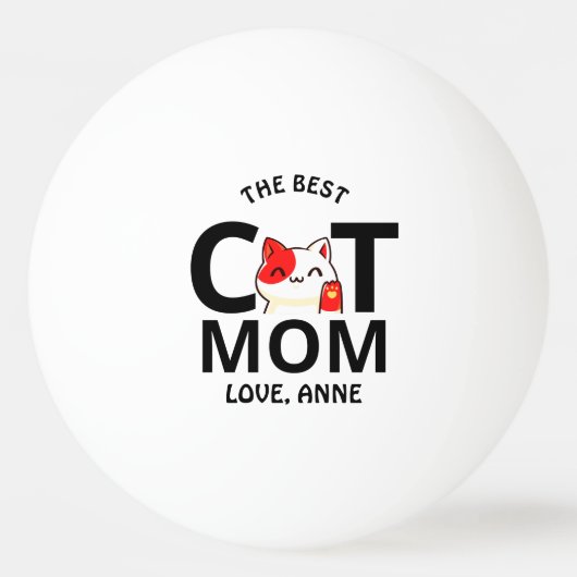 schattige Valentijnsdag kattemoeder personaliseert Pingpongbal (Voorkant)
