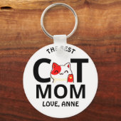 schattige Valentijnsdag kattemoeder personaliseert Sleutelhanger (Voorkant)