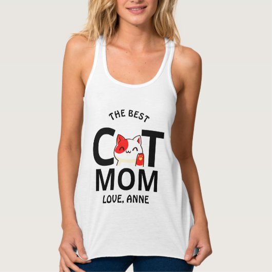 schattige Valentijnsdag kattemoeder personaliseert Tanktop (Voorkant)