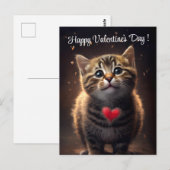 Schattige Valentijnsdag Kitten Briefkaart (Voorkant / Achterkant)