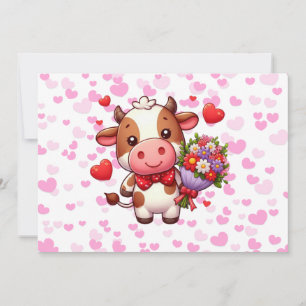 Schattige Valentijnsdag koe Feestdagenkaart