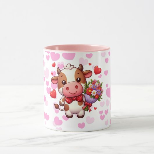 Schattige Valentijnsdag koe Mok (Midden)
