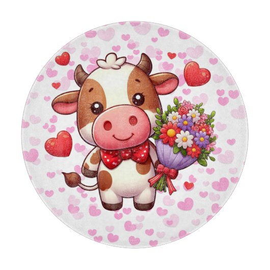 Schattige Valentijnsdag koe Snijplank (Voorkant)