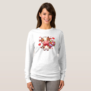 Schattige Valentijnsdag koe T-shirt