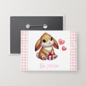 Schattige Valentijnsdag konijn konijn Button (Voorkant / Achterkant)
