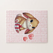 Schattige Valentijnsdag konijn konijn Legpuzzel (Horizontaal)