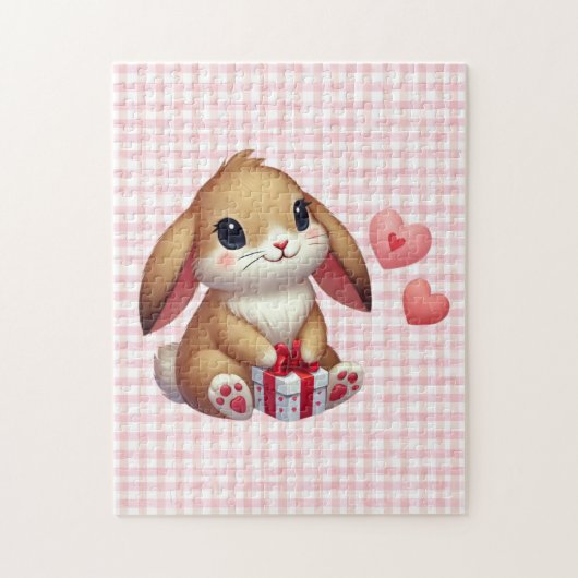Schattige Valentijnsdag konijn konijn Legpuzzel (Verticaal)