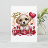 Schattige Valentijnsdag Labrador platte kerstkaart (Staand voorkant)