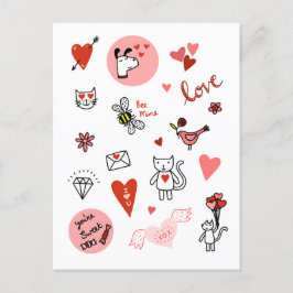 Schattige Valentijnsdag Liefdescartoon Feestdagenkaart