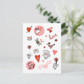Schattige Valentijnsdag Liefdescartoon Feestdagenkaart (Staand voorkant)