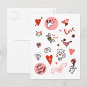 Schattige Valentijnsdag Liefdescartoon Feestdagenkaart (Voorkant / Achterkant)