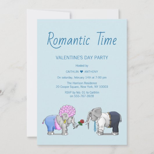 Schattige Valentijnsdag Olifanten Kaart (Voorkant)