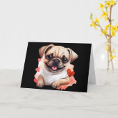 Schattige Valentijnsdag Pug Kaart (Gele Bloem)