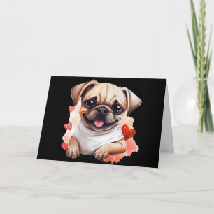 Schattige Valentijnsdag Pug Kaart
