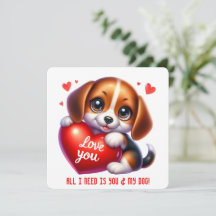 Schattige Valentijnsdag Pup - Valentijnsdagkaart