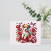 Schattige Valentijnsdag Puppies Kinderen   Feestdagenkaart (Staand voorkant)