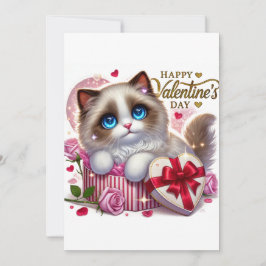 Schattige Valentijnsdag Ragdoll Kat Platte Vakanti Feestdagenkaart