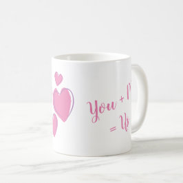 Schattige Valentijnsdag Roze Paarse Jou + Mij = On Koffiemok