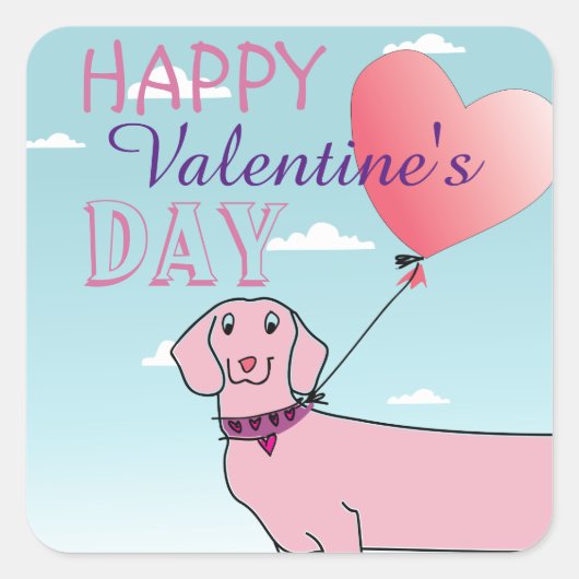 Schattige Valentijnsdag Vierkante Sticker (Voorkant)