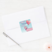 Schattige Valentijnsdag Vierkante Sticker (Envelop)