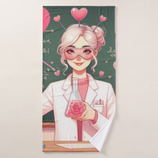 Schattige Valentijnsdag wetenschapper Badhanddoek (Badhanddoek)