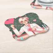 Schattige Valentijnsdag wetenschapper Kartonnen Onderzetters (Gekanteld)