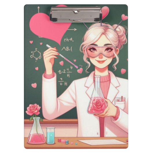 Schattige Valentijnsdag wetenschapper Klembord (Voorkant)