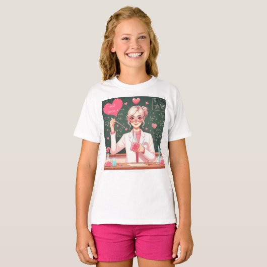 Schattige Valentijnsdag wetenschapper T-shirt (Voorkant volledig)