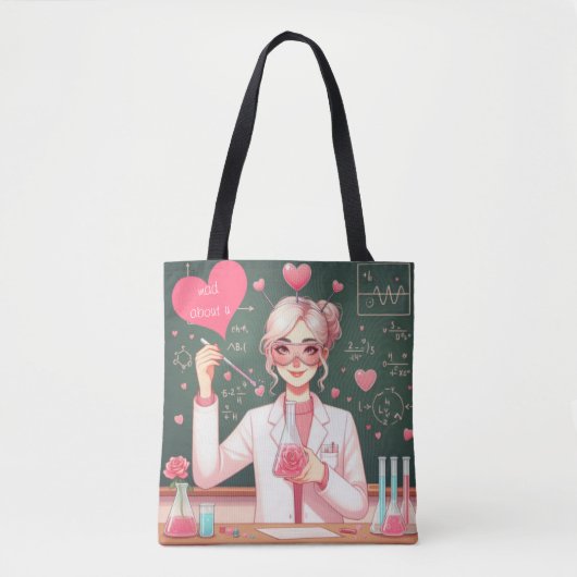 Schattige Valentijnsdag wetenschapper Tote Bag (Voorkant)