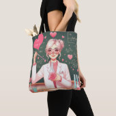 Schattige Valentijnsdag wetenschapper Tote Bag (Dichtbij)