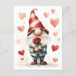 Schattige Valentijnse Gnoom: met een Roos Briefkaart