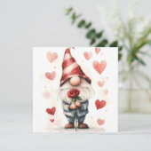 Schattige Valentijnse Gnoom: met een Roos Kaart (Staand voorkant)