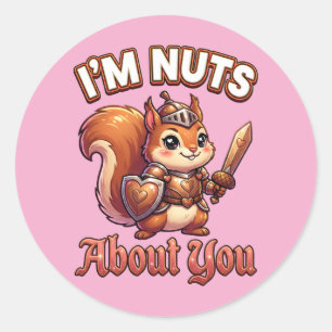 Schattige Valentijnseekhoornridder–Ik ben gek op j Ronde Sticker