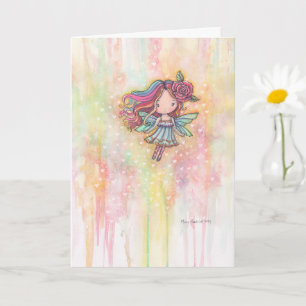 Schattige Valentijnsfee Watercolor Kunstwerk  Kaart
