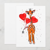 Schattige valentijnsgiraf met hartballonnen feestdagenkaart (Voorkant / Achterkant)