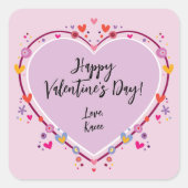 Schattige Valentijnshart voor Kinderen Vierkante Sticker (Voorkant)