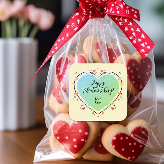 Schattige Valentijnshart voor Kinderen Vierkante Sticker