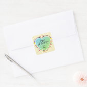 Schattige Valentijnshart voor Kinderen Vierkante Sticker (Envelop)