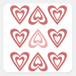 Schattige Valentijnsharten – Liefde & Romantisch O Vierkante Sticker