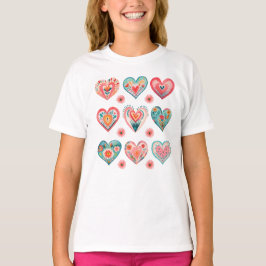 Schattige Valentijnsharten Meisje T-shirt