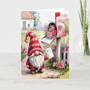 Schattige Valentijnskabouter bij brievenbus penvri Kaart