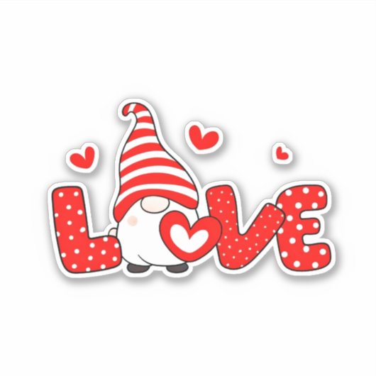 Schattige valentijnskabouter sticker (Voorkant)