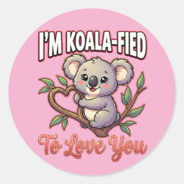 Schattige Valentijnskoala – Ik ben Koala-fied om v Ronde Sticker