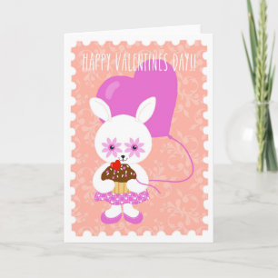 Schattige Valentijnskoning met Taart Kaart