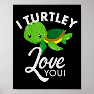 Schattige Valentijnsschildpad Ik houd Turtley van Poster