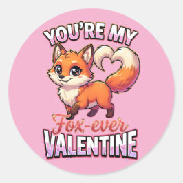 Schattige Valentijnsvos – Jij bent mijn vos-voor-a Ronde Sticker