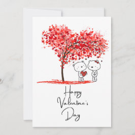 Schattige Valentijnswaterverf Kunstzinnige Persona Feestdagenkaart